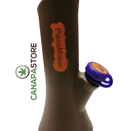 Bong in silicone marrone con bracere e logo canapastore