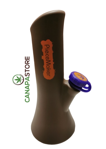 Bong in silicone marrone con bracere e logo canapastore